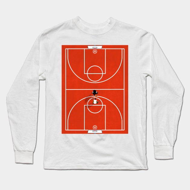 Shoot Hoops Street Basketball Court | Aerial Illustration Long Sleeve T-Shirt by From Above